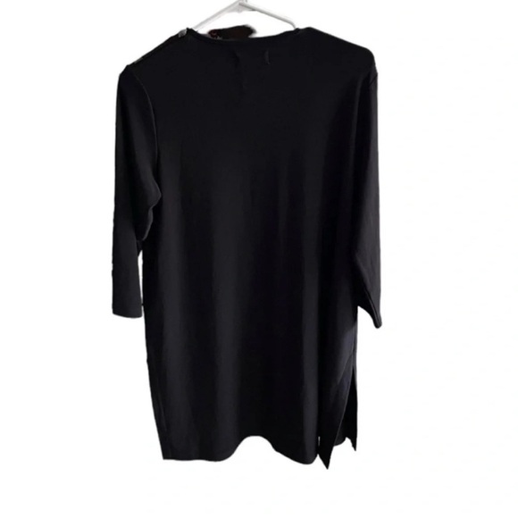 SYMPLI black Elastic Front Zipper Tunic Blouse Size 12 - Picture 2 of 4